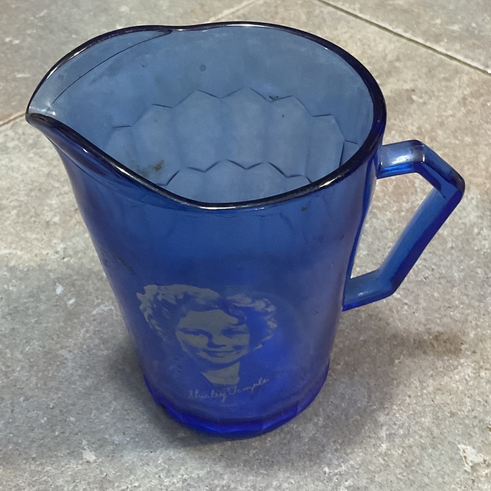 Blue Glass Pitcher with Handle